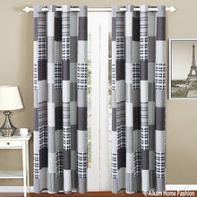 Load image into Gallery viewer, Black and Grey Modern Plaid Bedspread and Pillow Sham Set