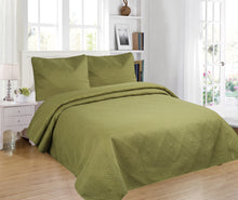 Load image into Gallery viewer, 3pc Contemporary Solid Embroidered Bedspread Set