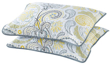 Load image into Gallery viewer, Yellow/Grey Paisley Printed Reversible Bedspread/Quilt Set