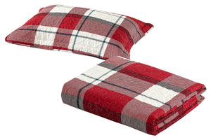 All American Collection Red-Green Plaid Printed Bedspread Set