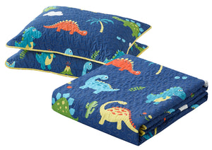 All American Collection Navy-Yellow Dinosaur Printed Bedspread Set