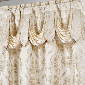 All American Collection New 4 Piece Drape Set with Attached Valance and Sheer with 2 Tie Backs Included