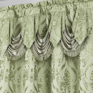 All American Collection New 4 Piece Drape Set with Attached Valance and Sheer with 2 Tie Backs Included