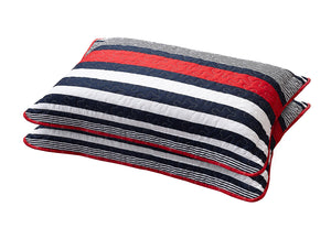 All American Collection Contemporary Red-Navy Striped Bedspread Set